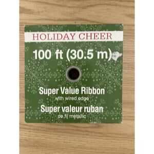 Holiday Cheer Gold Metallic Nylon Wired Edge RIBBON 100 ft 2.5" Super Value
